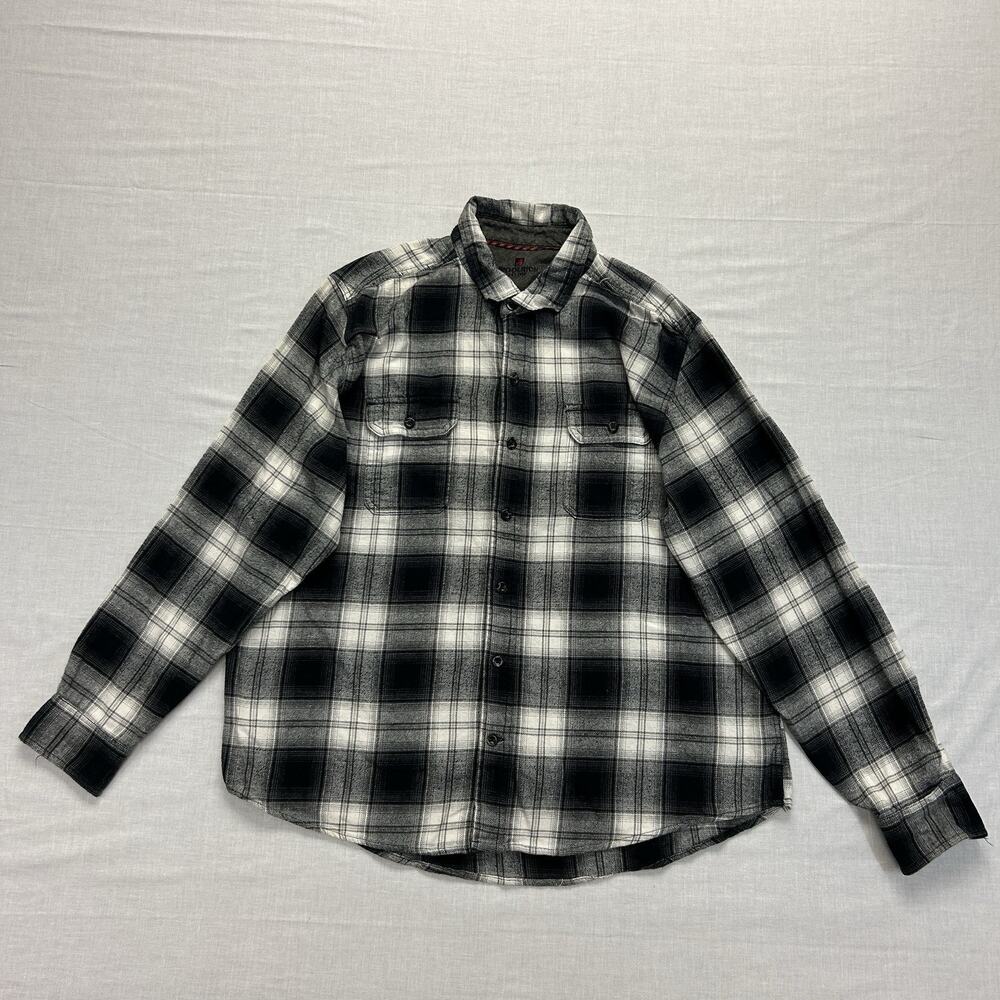 Woolrich Plaid Flannel Shirt Men's 2XL Gray Button Up Long Sleeve Casual Top XXL